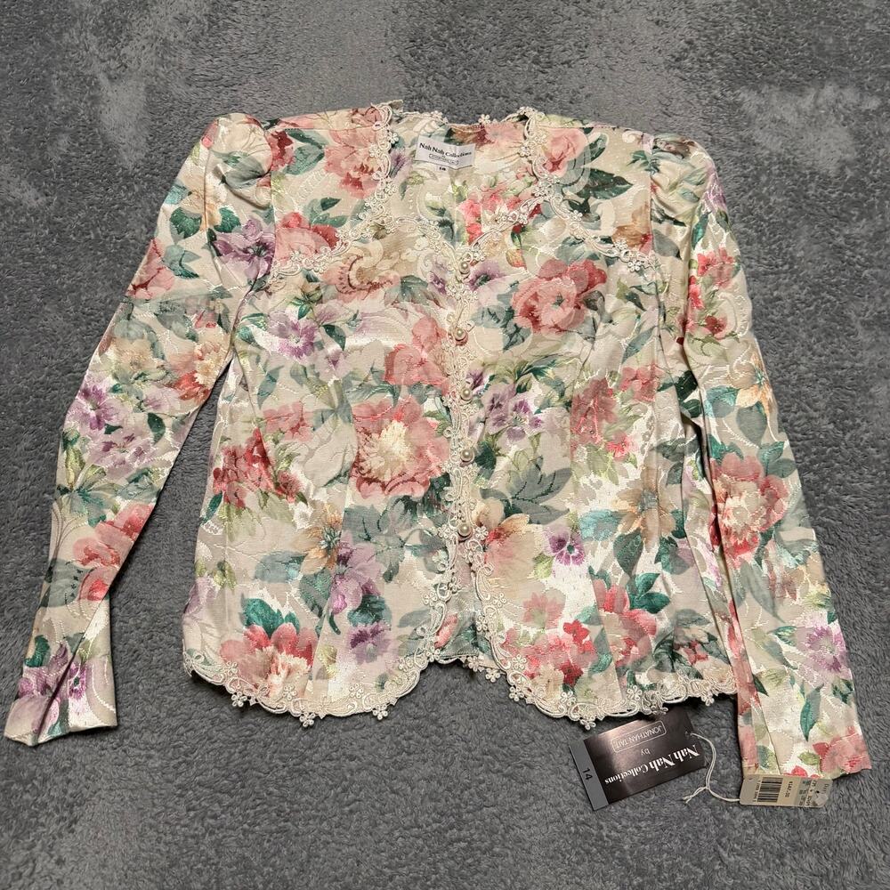 Nah Nah Collection Daytons Vintage Blazer Women 14 Pink Floral Lace